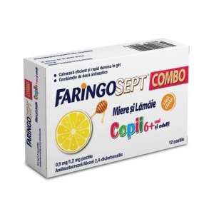 Faringosept Combo Miere si Lamaie 0.6mg/1.2mg, 12 pastile, Terapia