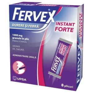 Fervex durere si febra instant forte, 1000 mg granule, 8 plicuri, Upsa