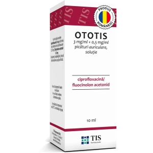 Ototis picături auriculare, soluţie, 3 mg/ml + 0,5 mg/ml, 10 ml, Tis Farmaceutic