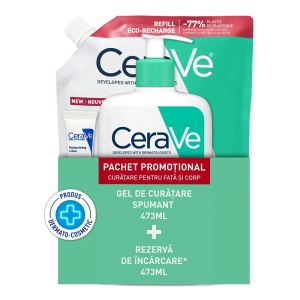 Pachet Gel Curatare Spumant,473ml + Refill Gel Curatare Spumant,473ml, Cerave