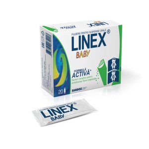 Pulbere pentru suspensie orala cu bacterii lactice Linex Baby, 20 plicuri, Sandoz