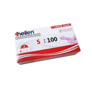 Set 100 Manusi Heilen, de unica folosinta din nitril, nepudrate, ROZ, S