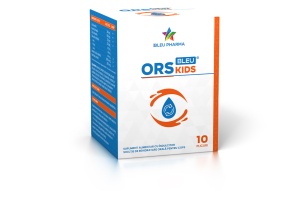 Solutie de rehidratare orala pentru copii ORS Bleu Kids, 10 plicuri x 5.5 g, Bleu Pharma