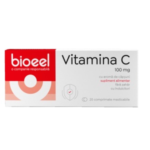 Vitamina C cu capsuni, 100 mg, 20 comprimate masticabile, Bioeel