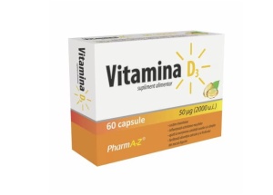 Vitamina D3, 2000UI, 60 capsule moi, Pharm A-Z