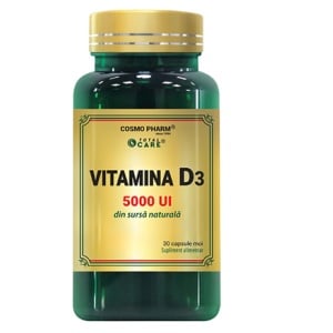 Vitamina D3, 5000 UI, 30 capsule moi, CosmoPharm