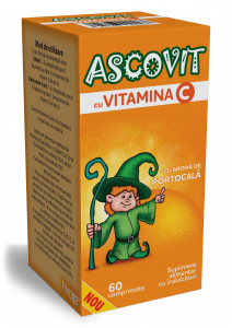 Ascovit cu Vitamina C aroma de portocala, 60 comprimate, Omega Pharm