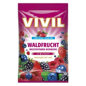 Bomboane fara zahar cu fructe de padure si multivitamine, 60 g, Vivil