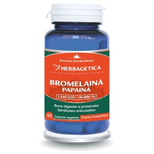 Bromelaina si Papaina, 60 capsule, Herbagetica