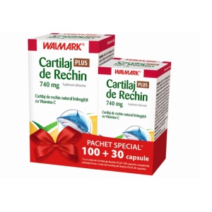 Cartilaj de rechin Plus 740 mg x 100 capsule + 30 capsule gratuit , Walmark