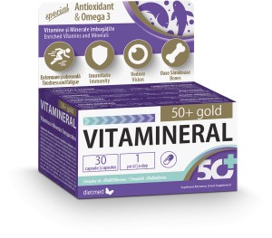Complex de vitamine și minerale Vitamineral 50+ Gold, 30 capsule, Dietmed