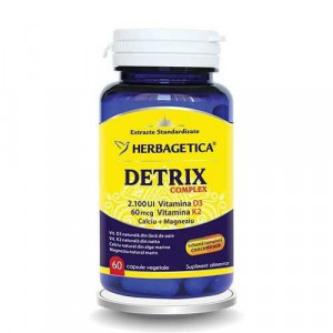Complex natural D3+K2+Ca+Mg, 60 capsule vegetale, Herbagetica