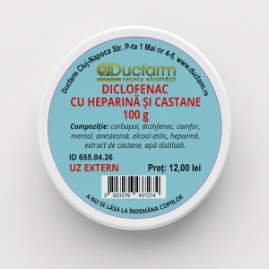Diclofenac sodic cu heparina si castane, 100g, Ducfarm