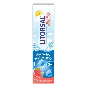 Electroliti cu aroma de zmeura pentru copii 3+ ani Litorsal, 20 comprimate efervescente, Zdrovit