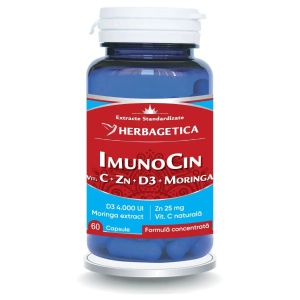 Imunocin cu vitamina C+Zn+D3+Moringa, 60 capsule, Herbagetica