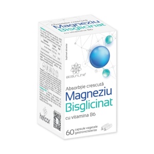Magneziu Bisglicinat cu vitamina B6, 60 capsule vegetale gastrorezistente, BioSunLine