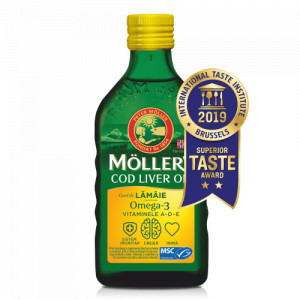 Omega 3 ulei ficat de cod cu aroma de lamaie, 250 ml, Moller's