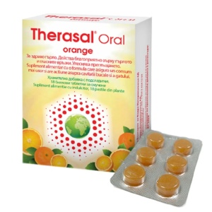Pastile pentru supt din plante cu aroma de portocale Therasal Oral Orange, 18 pastile, Vedra