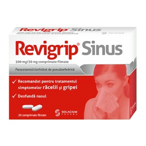 Revigrip Sinus, 500 mg/30 mg, 20 comprimate filmate, Solacium Pharma