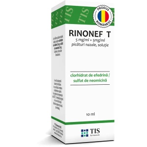 Rinonef-T picaturi nazale, 5 mg/ml + 5 mg/ml, 10 ml, Tis Farmaceutic