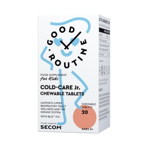 Supliment alimentar pentru raceala Cold-Care Jr. pentru copii de peste 3 ani, Good Routine by Secom, 20 tablete masticabile