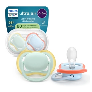 Suzeta Ultra Air Silicon Albastru/Verde 0-6 luni 087/01, 2 buc, Avent Philips