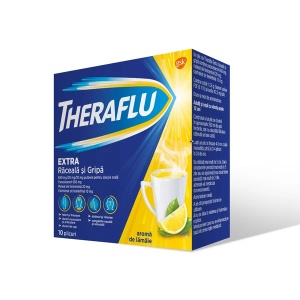 Theraflu Extra raceala si gripa, 650 mg/20 mg/10 mg, 10 plicuri, Haleon