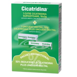 Cicatridina x 10 supozitoare + Cicatridina Plus unguent rectal 30g, Farma- Derma