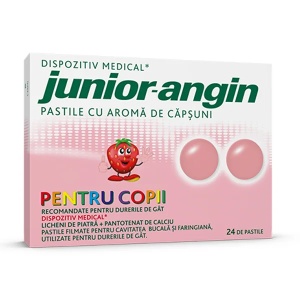 Junior Angin cu aroma de capsuni pentru copii, 24 pasile, Klosterfrau