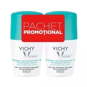 Pachet Deodorant roll-on antiperspirant cu parfum 48H, 50 ml + 50 ml, Vichy