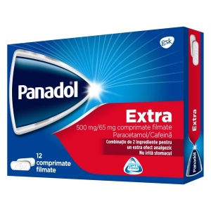 Panadol Extra 500mg/65mg, 12 comprimate, Haleon