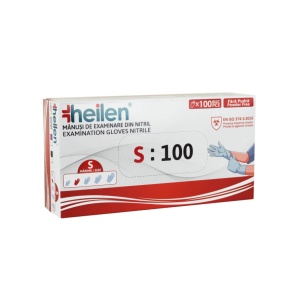 Set 100 Manusi Heilen de unica folosinta din nitril nepudrate Albastru S
