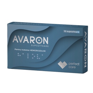 Supozitoare hemoroizi Avaron, 10 bucati, Perfect Care