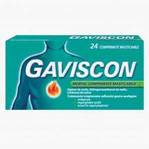 Gaviscon Mentol, 24 comprimate masticabile, Reckitt Benckiser Healthcare