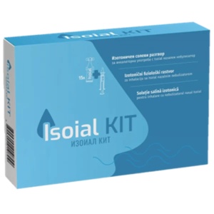 Kit solutie salina pentru nas infundat + nebulizator nazal Isoial, 15 flacoane x 5 ml