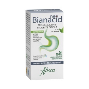 NeoBianacid pentru aciditate si reflux cu gust de menta, 14 comprimate, Aboca