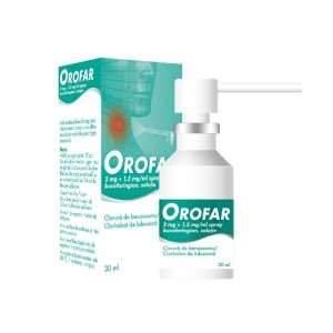 Orofar spray bucofaringian, solutie, 2 mg + 1,5 mg/ml, 30 ml, Stada