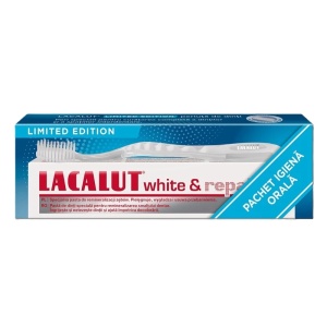 Pasta de dinti + periuta de dinti, White & Repair, 75 ml, Lacalut