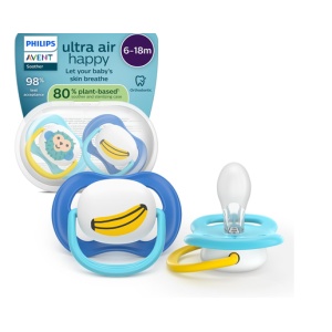 Suzeta Ultra Air Pacifier Philips Avent, Maimutica, 6-18 luni, SCF080/26, 2 bucati, Philips