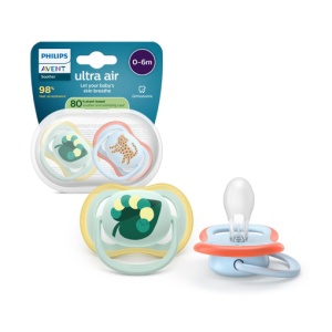 Suzete Ultra Air, Tigru/Frunza, 0-6 luni, SCF087/02, 2 buc, Philips Avent