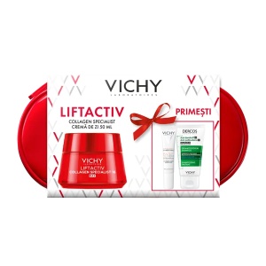Trusa Crema de zi Liftactiv Collagen Specialist 16, 50 ml + Fluid cu SPF 50+ Capital Soleil, 15 ml + Sampon anti-matreata Dercos, 50 ml, Vichy