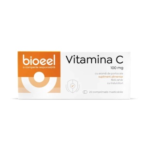 Vitamina C 100mg cu aroma de portocale, 20 comprimate, Bioeel