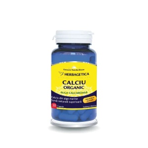 Calciu organic alga calcaroasa, 30 capsule, Herbagetica