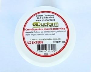 Crema pentru DURERI PUTERNICE, 100g, Ducfarm