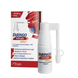 Faringo intensiv spray, 8,75 mg/doză, 15 ml, Terapia