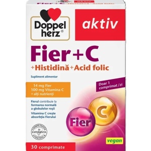 Fier + Vitamina C + Acid Folic + Histidina Aktiv, 30 comprimate, Doppelherz