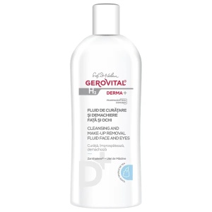 Fluid de curatare si demachiere fata si ochi H3 Derma+, 200ml, Gerovital