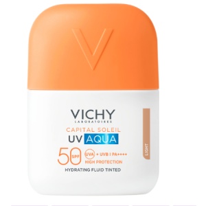 Fluid hidratant colorat cu protectie solara SPF 50 Nuanta Light Capital Soleil UV Aqua, 50 ml, Vichy