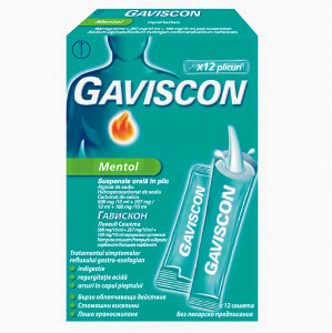Gaviscon Mentol suspensie orala in plic, 10ml x 12 plicuri, Reckitt Benckiser