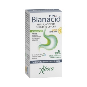 NeoBianacid pentru aciditate si reflux cu gust de lamaie, 14 comprimate, Aboca